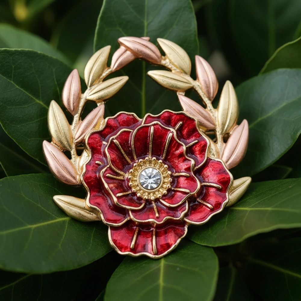 Model wearing Pearl Poppy Brooch