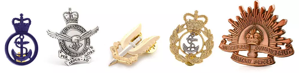 Army, Navy and Air Force Anzac Hat Badges
