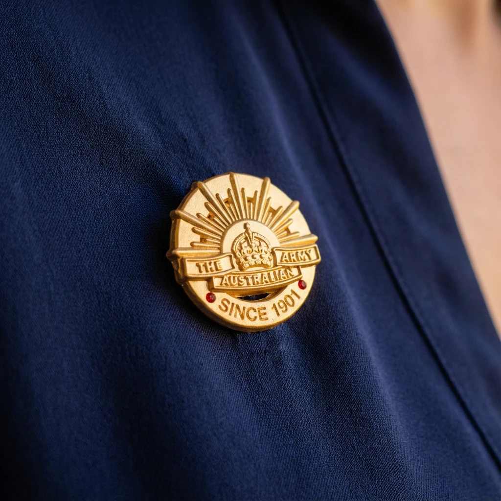 Australian Army 125th Anniversary Desk Paper Weight on a Desk