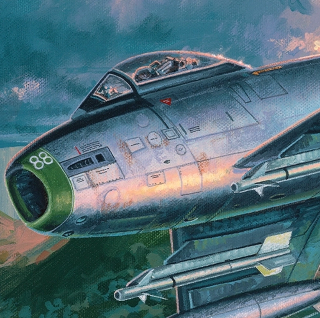 The front of the Sabre Aircraft in the Cobra Sabres Artwork