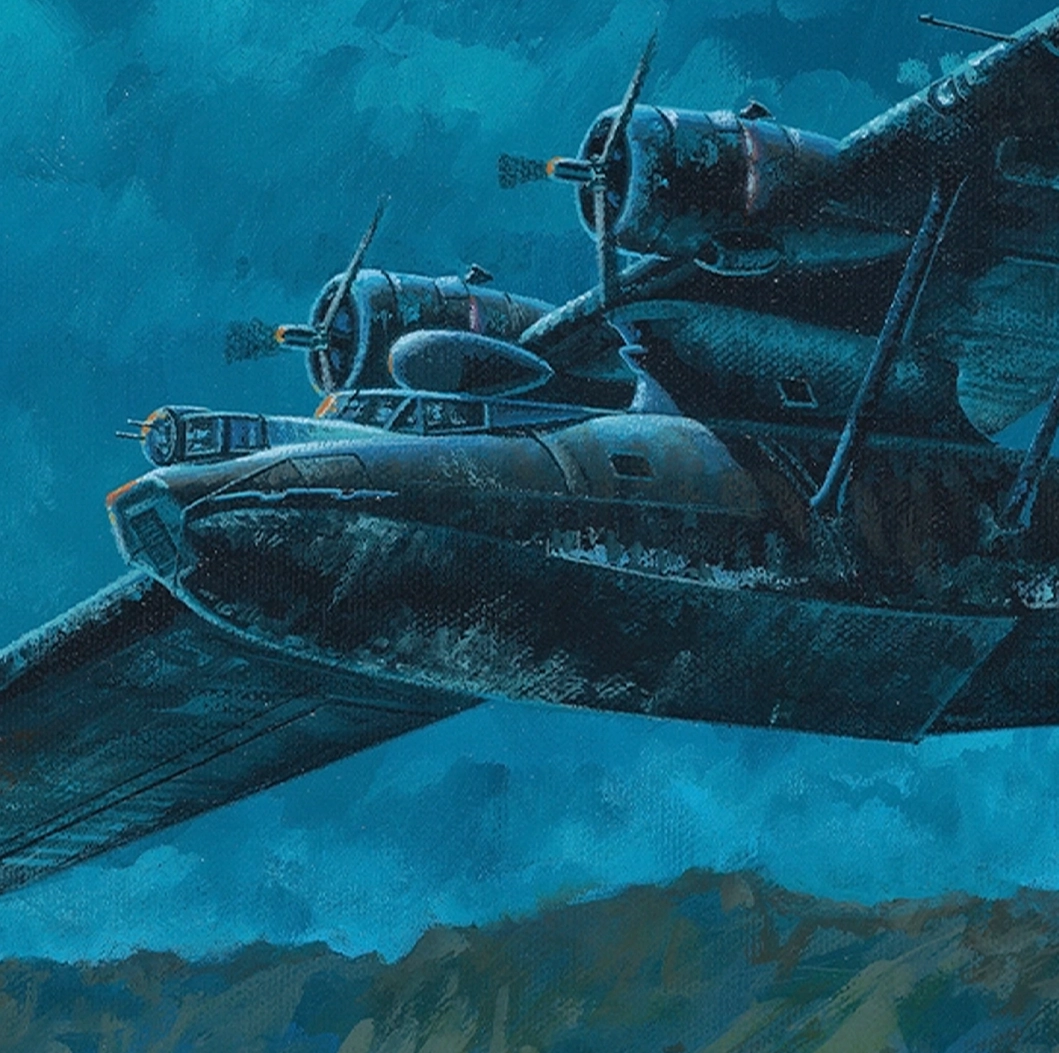 Detail of the middle of a Lancaster in the Into the Cauldron Artwork
