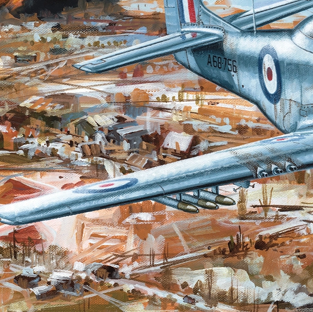Detail of the Mustang wing of the Cutting the Lines Artwork