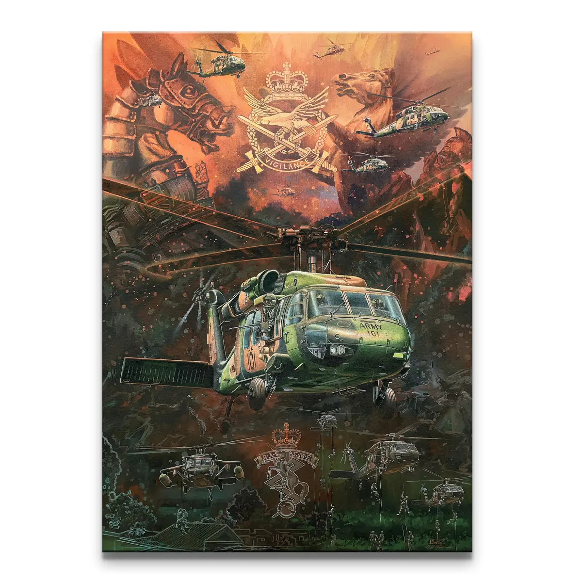 Black Hawk Sunset Large Canvas Print