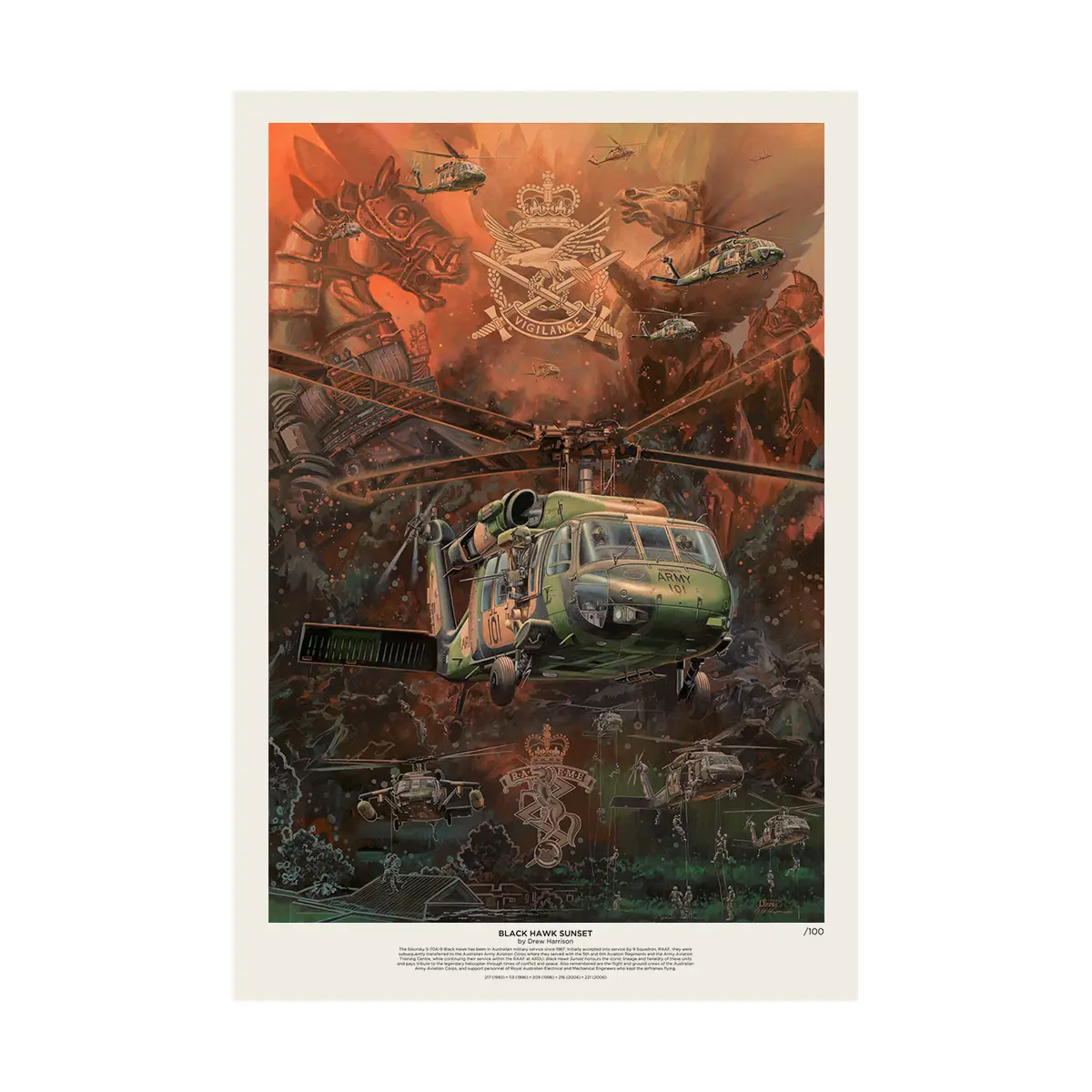 Black Hawk Sunset Paper Print