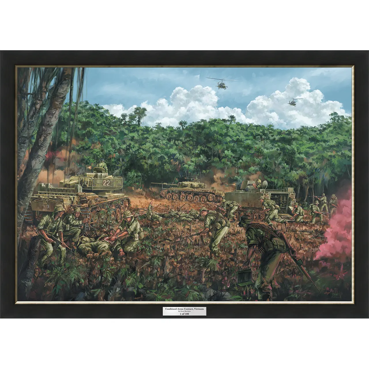 Combined Arms Contact Vietnam 1969 Full Size Framed Canvas