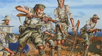 Detail of Australian light horsemen charging at The Nek