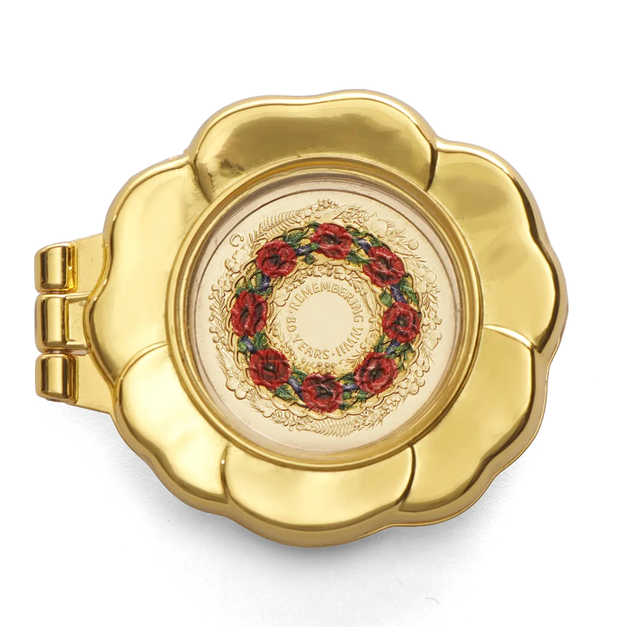 Forever Collection Remembrance Coin Locket Brooch with an Armistice 2-dollar coin