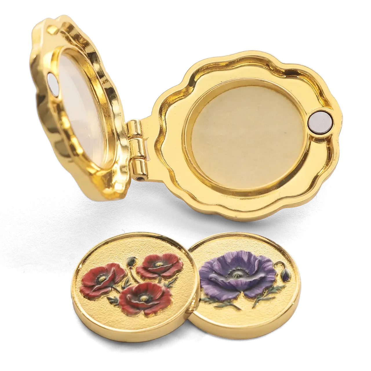 Forever Collection Remembrance Coin Locket Brooch open with remembrance coin