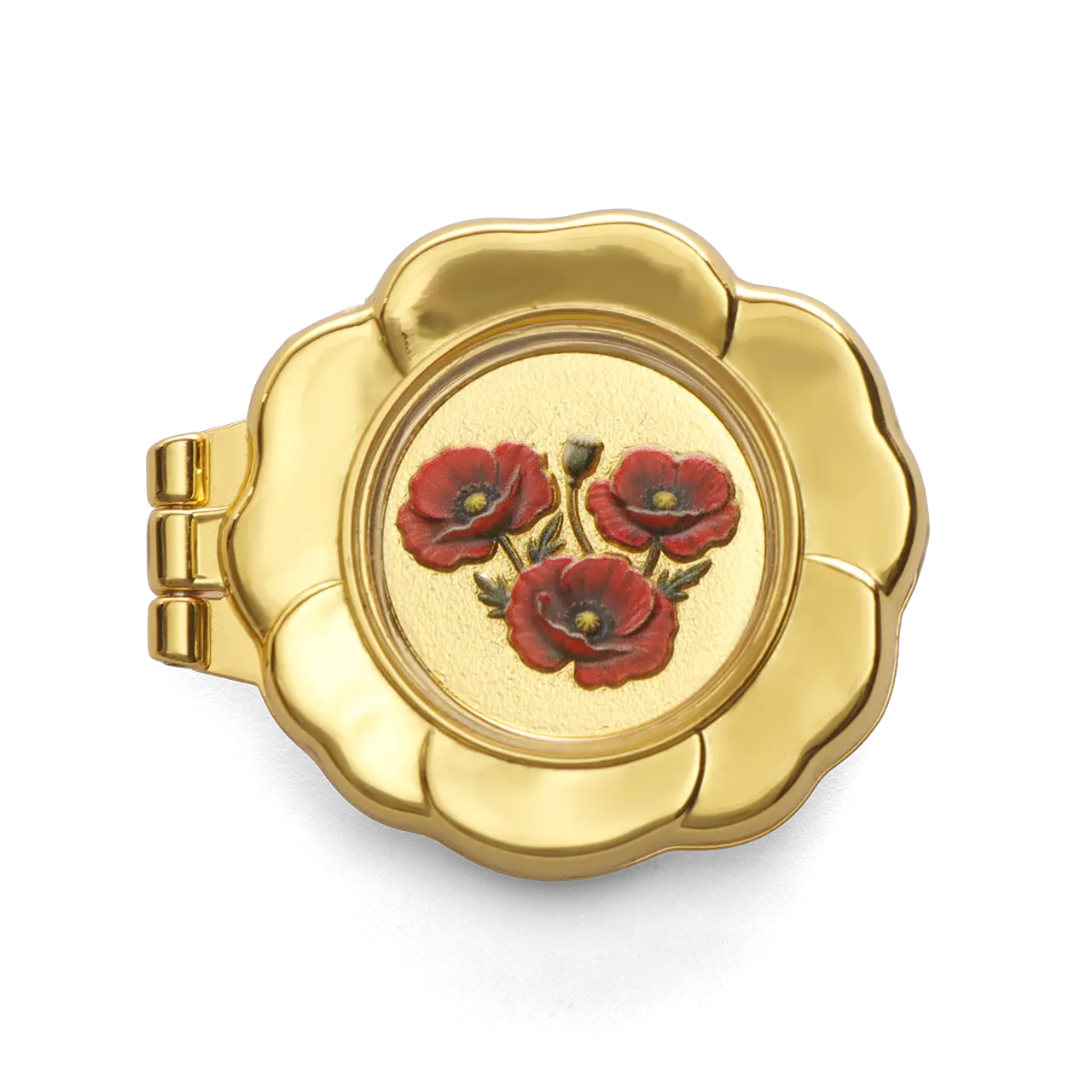 Forever Collection Remembrance Coin Locket Brooch with Red Poppy Coin