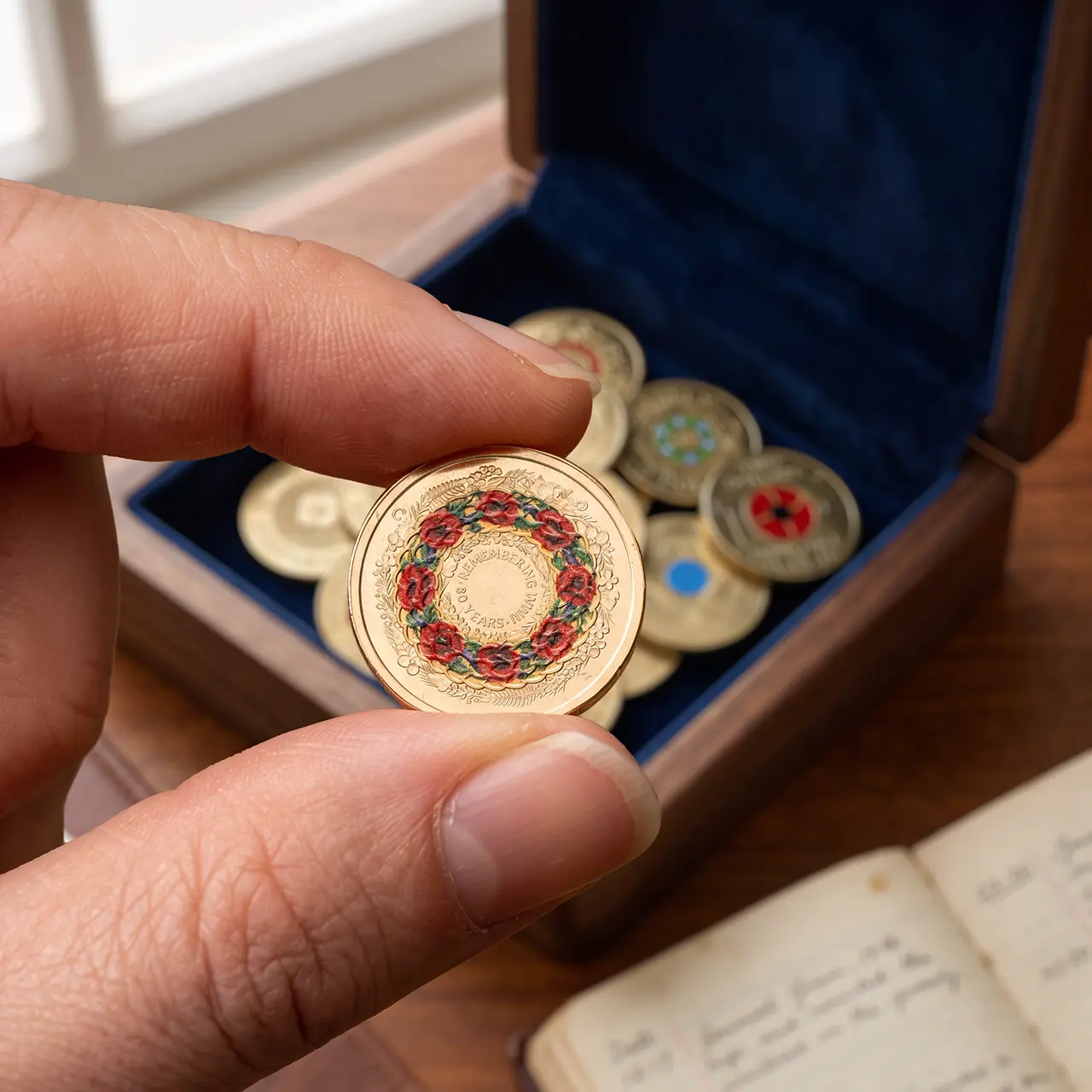 Forever Collection Remembrance Coin Locket Brooch with Red Poppy Coin