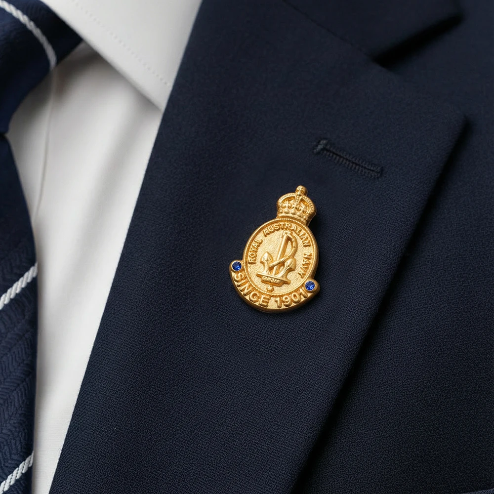 Royal Australian Navy 125th Anniversary Desk Paper Weight on a Desk