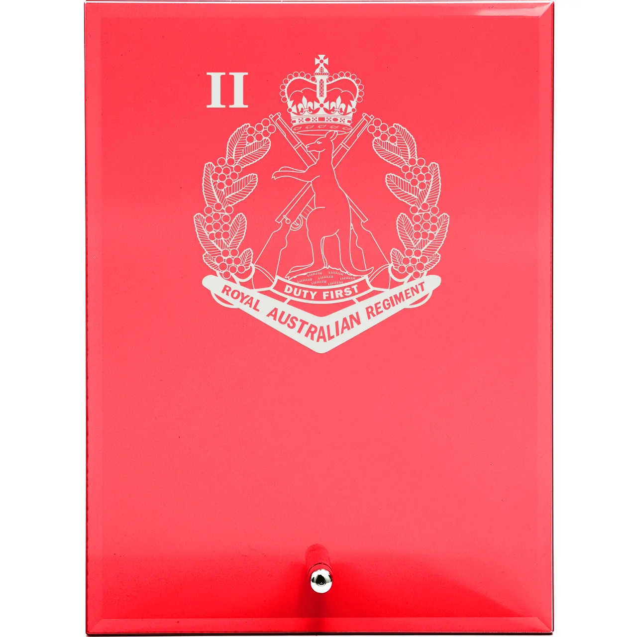 2nd Battalion RAR Nebula Red Glass Award | Engraved Plaque - Military Shop