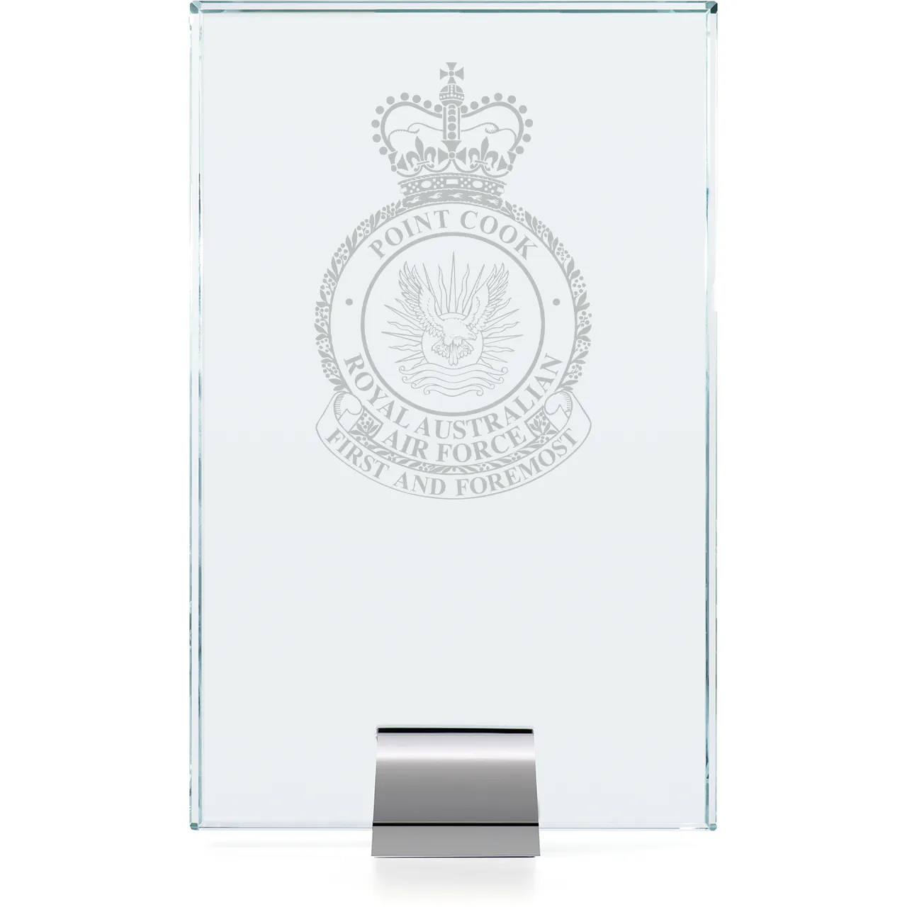 RAAF Base Point Cook Alpha Glass Award | Engraved Plaque - Military Shop